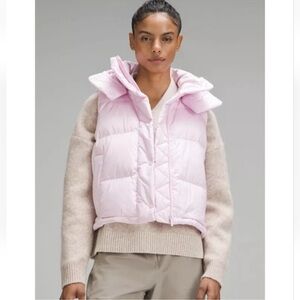 Lululemon wunder puff cropped down vest in meadowsweet pink size 6